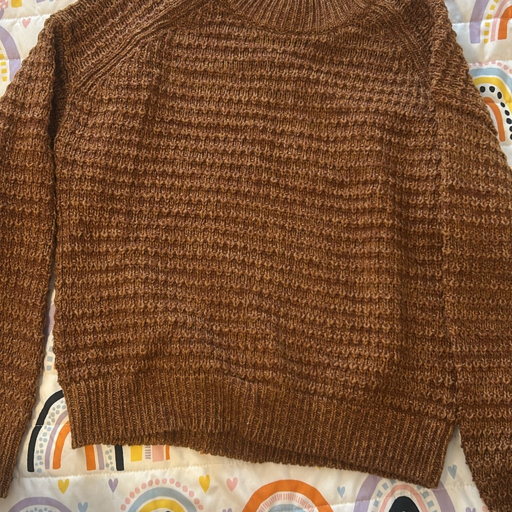 Universal Thread Brown Blouse with Textured Knit and Relaxed Fit
